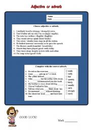 English Worksheet: adverb or adjective