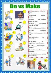 English Worksheet: Do vs Make + answer key