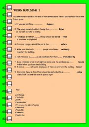 English Worksheet: word building 1