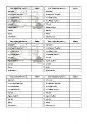 English worksheet: Simple Present of BE FInd Someone Who chart