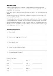 English Worksheet: Comprehension Passage 