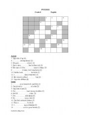 English worksheet: Crossword puzzle