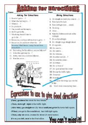 English Worksheet: Asking and Given directions