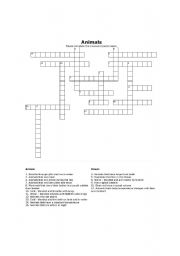 English Worksheet: Animals crosswords