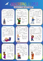 English Worksheet: DESCRIBING PEOPLE - VERBS TO BE/ HAVE GOT