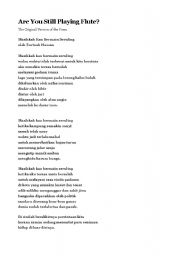 English Worksheet: Poem_Are You Still Playing The Flute?