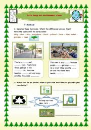 English Worksheet: Lets keep our environment clean