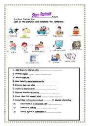 English Worksheet: Stars pastimes