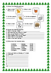 English worksheet: a general revision for 4th classes