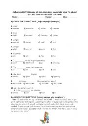 English worksheet: second exam for 7th grade