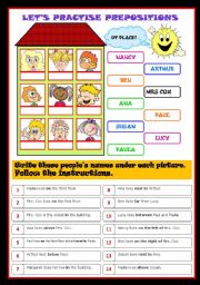 English Worksheet: Lets practise prepositions of place