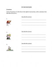 English worksheet: picture sentences