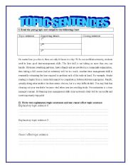 English Worksheet: Topic sentences