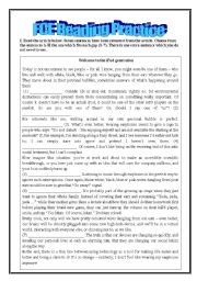 English Worksheet: FCE reading practice