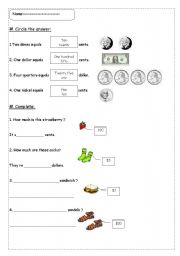 English Worksheet: money/How much?