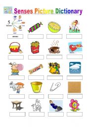 English Worksheet: Senses Picture Dictionary