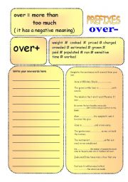 English Worksheet: Prefixes over-under