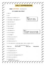 English worksheet: Daily Expressions