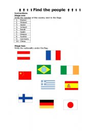 English worksheet: Find the people- countries and nationalities activity