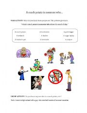 English Worksheet: A couch potato is someone who...   Relative clauses