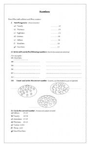 English Worksheet: Numbers