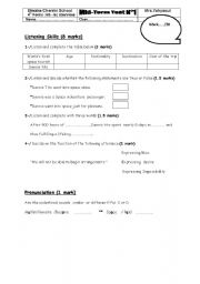English Worksheet: Mid-term test n�1 Bac pupils.