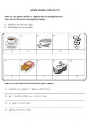 English Worksheet: Would you like some...? pair work