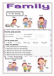 English Worksheet: Family