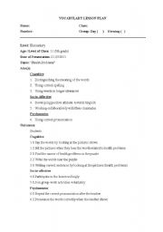 English Worksheet: Vocabulary Lesson Plan - Health Problems