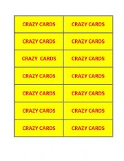 English worksheet: crazy cards