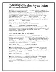 English Worksheet: Debunking Myths about Asylum Seekers in Australia