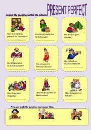 English Worksheet: Present perfect questions & short answers