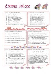 English Worksheet: GRAMMAR TEST-ONE