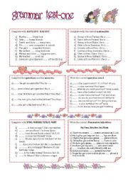 English Worksheet: GRAMMAR TEST-ONE