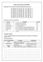 English Worksheet: Group Session about accommodation