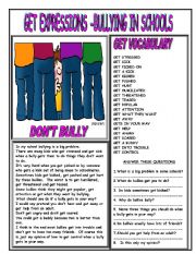 English Worksheet: GET EXPRESSIONS - BULLYING IN SCHOOLS