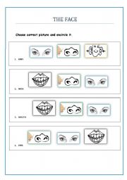 English worksheet: Practice activity on vocabulary related to face.