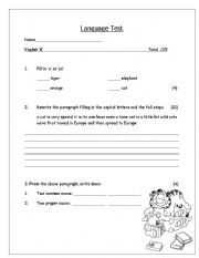 English worksheet: Language Test