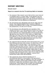 Report writing worksheet