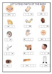 English Worksheet: body parts