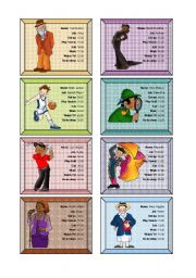 English Worksheet: Cards for Role Play (Routines and Present Simple)