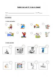 English Worksheet: daily routines test