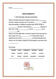 English worksheet: What is Beauty