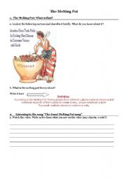 English Worksheet: The Melting Pot Theory activities pre/while/post listening