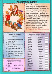 English Worksheet: The surprise party