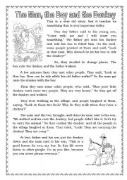 English Worksheet: The Man, the Boy and the Donkey.