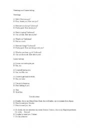 English Worksheet: Formal and informal introductions, greetings and leave-taking.