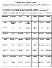 Verbs, Nouns and their Opposites (Board Game)