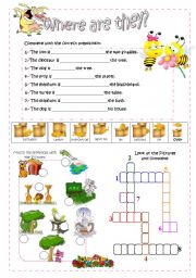 English Worksheet: where are the animals? prepositions of place