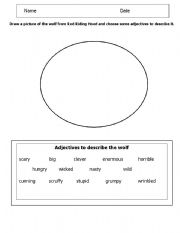 English worksheet: Adjectives for a wolf